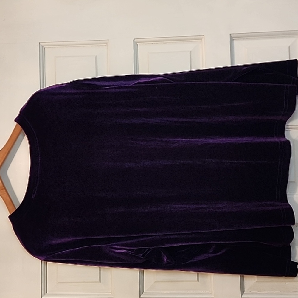 BECHAMEL II NWT PURPLE VELVET V NECK BUTTON DOWN LONG SLEEVE Warm Vintage Top - Picture 10 of 11
